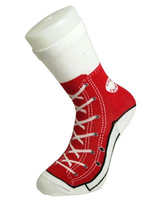 Funny Silly Socks Baseball to Ballet Designs (Red Sneaker Sock)