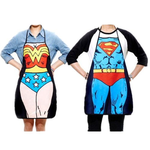 Superman Character Apron Sexy Fashion Apron Funny Joke Gift for Kitchen Cooking (Couple)